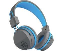 JLAB Jbuddies kinder Koptelefoon Draadloos – Koptelefoon kinderen geluidsdempend – Gehoorbescherming kinderen – Volumelimiet 84 dB – 24 uur batterijduur – Bluetooth - Grijs/Blauw