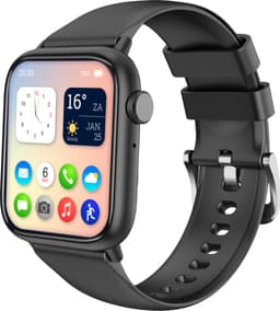 Nuvance - Smartwatch Heren & Dames met Bluetooth - 45mm - Geschikt voor alle Smartphones - Stappenteller & Hartslagmeter - Zwart — thumbnail 1