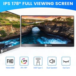 Portable Monitor - Portable Monitor Touchscreen - Full HD 1080P - 15.6'' Extra Groot Monitor - Met hoes en kickstand - Ook voor Nintendo Switch, Xbox en Playstation Monitor - Makkelijk mee te nemen — thumbnail 8