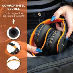PowerLocus P1 Bluetooth Koptelefoon – Draadloos – Over Ear – Met Microfoon – Inklapbaar - incl. Hoes – Oranje — thumbnail 9