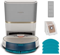 Philips HomeRun Aqua 7000 Series XU7100/02 - Robotstofzuiger met Dweilfunctie - Incl. Laadstation - Wit / Goud - App Connected — thumbnail 4