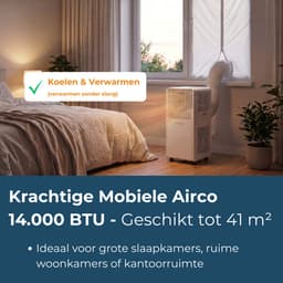 Evolar Mobiele Airco - 14000 BTU - Koelen & Verwarmen - WiFi - App & Afstandsbediening - Airconditioner - met Afvoerslang - Slaapkamer, Woonkamer, Kantoor - EVO-014CHW — thumbnail 3