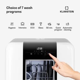 Klarstein Melville mini vaatwasser - Compacte vaatwasser voor 3 couverts, met 7 programma's, 6 liter waterverbruik, AquaStop, draagbaar design — thumbnail 9