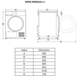Heinner Warmtepompdroger - 9 KG - Wasdroger - 14 Programma's - Antikreukfunctie - LED display - Trommelverlichting - Antraciet — thumbnail 12
