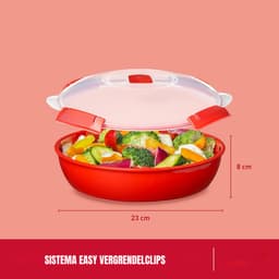 Aurixi® Magnetron Bakjes met Deksel - Magnetron Bakjes - Magnetron Bord met Deksel - Rood - 23cm x 21cm x 8cm — thumbnail 6