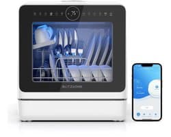 DIMICO - Slimme Aanrecht Vaatwasser met APP - Compacte Mini Dishwasher 5L Watertank - 8 Programma’s - Vrijstaand Tafelmodel