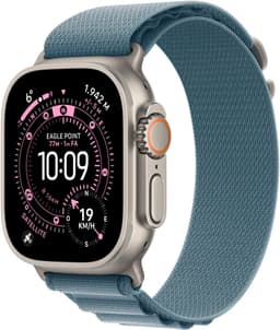 Apple Watch Ultra 3 Cellular 49mm Natural Titanium Case with Light Blue Alpine Loop - Medium — thumbnail 1