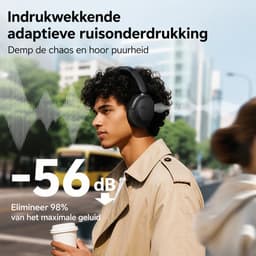 Novari Draadloze Koptelefoon - Hoofdtelefoon - Noise cancelling headset - Bluetooth - Ruisonderdrukking - 58 uur speelduur - Zwart — thumbnail 5
