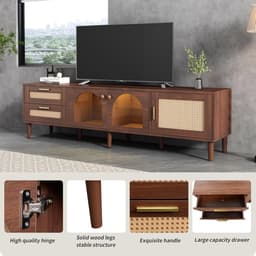 Tv-meubel bruin - Media kast - Entertainment organiseren - Geïntegreerde ledverlichting - 180 cm breed - Bruin — thumbnail 2