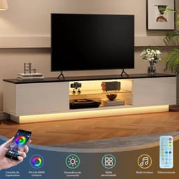 Tv-kast - Mediameubel Woonkamer - Moderne Opbergruimte - Instelbare Ledverlichting - 160 cm Breed - Wit — thumbnail 4