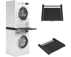 REN® Tussenstuk Wasmachine Droger - Stapelkit - Tussenstuk Wasmachine en Droger - Tussenstuk Wasmachine Droger Zwart - Tussenstuk Wasmachine Droger Aeg - Zwart - 54cm x 60cm x 8cm
