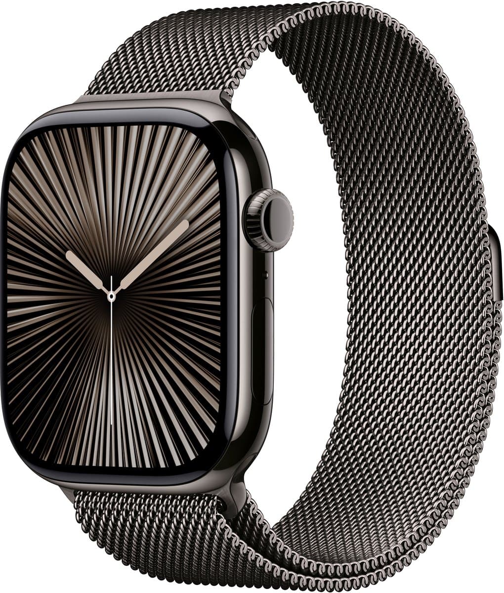 Apple Watch Series 10 - Wifi + 4G - 46mm - Slate Titanium Case met Slate Milanese band - S/M — afbeelding 1