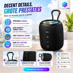 Draadloze Draagbare Luidspreker 10W Speaker RGB LED Draadloos & Wireless Fusion Pack M3 – Draagbare Bluetooth Speaker 10W | Waterdicht | RGB LED | Hifi Bas | BT/USB/TF/FM | Outdoor Wireless Speaker-Kerstcadeau-Nieuwjaar-2026-Verjaardag- — thumbnail 9