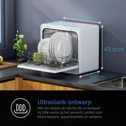 Core® Mini Vaatwasser - Vaatwasser - Tafelvaatwasser - 5 Liter Watertank -Wit- 36cm x 55cm x 50cm — thumbnail 5