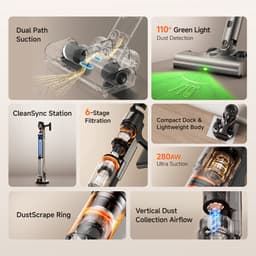 Uwant V600 Draadloze Stofzuiger met Automatisch Leeg- en Stofopvangsysteem, 7-laags HEPA-filtratie, Anti-klitborstel, Steelstofzuiger voor Dierenhaar, Harde Vloeren en Tapijt — thumbnail 9