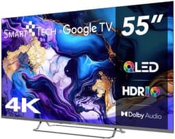 Smart Tech 55QG02V Smart TV 55 Inch 4K Ultra HD QLED Display Google TV-systeem Dolby Audio HDR10 Klasse E kleur Grijs — thumbnail 3