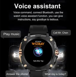 WizBay Premium Select® 1.43inch AMOLED Screen Smartwatch Dames Heren - Android en iOS - Bluetooth Call - 02 Zuurstof - Bloedruk - Dynamic Hartslag & Slaap Monitor - Message - Magnetic Laden - Smartwatches - Zilver met rvs Zilveren Band — thumbnail 2