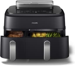 Philips 5000 Series Dual Basket Airfryer - NA551/00 - Stoomfunctie - Dubbele Mand - 9L - Tot 6 Personen — thumbnail 1