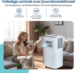 Gologi 3-in-1 Mobiele Airco - Aircooler met Wifi en App - 9.000 BTU/h - Met Raamafdichtingskit - Inclusief Afstandsbediening – Geschikt voor Slaapkamer - Wit — thumbnail 7