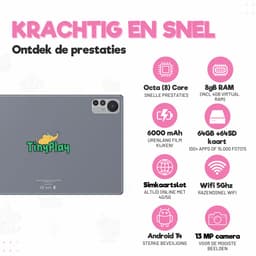 TinyPlay kindertablet Maxi V2 - Android 14 - 10 inch - 64GB+64SD - 4GB+4GB Virtual RAM - 6000 mAh batterij - Ouderlijk toezicht - kindertablet vanaf 3 jaar - Octa-core processor - Tablet kinderen - Kindertablets - Glazen screenprotector - Rainbow — thumbnail 4