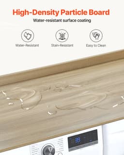 Wasmachine-Droger Werkblad, 54 x 27 inch, Hout, Waterafstotend met Anti-slip Pads, voor Wasorganisatie, Eiken — thumbnail 6