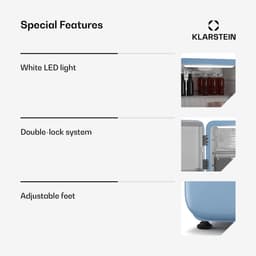Klarstein Audrey Evo 43L minikoelkast - retro design, stil (40 dB), compacte koelkast met verstelbare pootjes en omkeerbare deur, mechanische thermostaat, wit, ideaal voor slaapkamers en kantoren — thumbnail 7