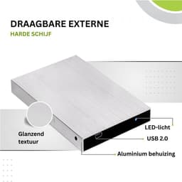 CRLYN® Harde Schijf Extern - Draagbare - 500GB Opslag - Zilver — thumbnail 6