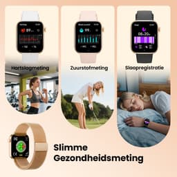 Maoo ProWatch AMOLED Smartwatch Dames en Heren - Milanese Bandje en 3 Siliconen Bandjes - Stappenteller - Hartslagmeter- Bloeddrukmeter - Slaapmonitor - Multisport - Geschikt voor Android en iOS - Rosé Goud — thumbnail 10