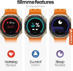Xssive Watch Ultra 3 - Smartwatch Dames - Stijlvol Horloge met Belfunctie - 1.43" AMOLED - Hartslag & Zuurstofmeter - incl. 2 Bandjes (Zwart & Oranje) - Smartwatch - Titanium Gray — thumbnail 7