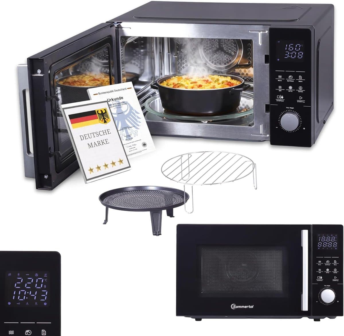 Sommertal 4-in-1 magnetron MW2200 25 l - Touch, grill, hete lucht, 8 programma's, timer tot 99 minuten, kinderslot, snelstart, rooster, knapperige pan — afbeelding 1