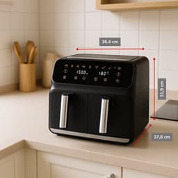 alpina Dubbele Airfryer XXL - Heteluchtfriteuse 2x4L - Air Fryer met Digitaal Touchscreen - Heteluchtoven voor 6 Personen en Meer - 8 Kookprogramma's - Sync-Modus - Timer Functie — thumbnail 7
