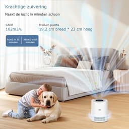Luchtreiniger – air purifier – vervangbaar H13 HEPA filter en koolstof filter – 102m3/u – indicatie luchtkwaliteit – tegen stof, allergie, dierenharen, huisstofmijt en kooklucht – 3 snelheden, slaapstand en automatische stand – slimme luchtzuiveraar — thumbnail 6