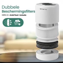Emerio Luchtreiniger - 25m² - 52dB - HEPA 13 + Koolstof Filter - Ionisatie Functie - Luchtkwalititeitsindicator - met App - Timer Functie - Helpt tegen allergie & hooikoorts - AP-132324 Wit — thumbnail 6