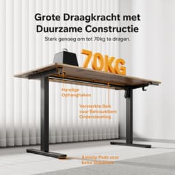 SENSE7 NOJO LIGHT - Zit Sta Bureau - 140 cm x 70 cm - Elektrisch bureau - Verstelbare bureau - Elektrische Hoogteverstelling, Hoogte 72-118 cm, Intelligent Bedieningspaneel, Donkerbruin — thumbnail 7