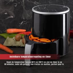 SCH® Mini airfryer - Airfryer - Airfryer klein - Zwart - 28cm x 22cm x 29cm — thumbnail 10