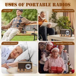 Retro Speaker - Bluetooth Speaker - Am Fm SW Kleine Draagbare Radio - Vintage Speaker - Retro Radio Bluetooth - Retro Radio - Noodradio - 2000mAh Oplaadbare Batterij - Met LED Zaklamp - Ondersteunt TF Kaart, USB, AUX Play - Bruin — thumbnail 7