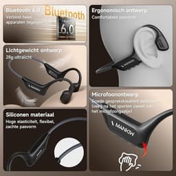 MANKIW Bone-Conduction Koptelefoon – Draadloze Bluetooth 6.0 – Stabiele Verbinding – Professionele IP68 – Lange Batterijduur – Licht & Comfortabel – Voor Sport, Fitness en Dagelijks Gebruik — thumbnail 3