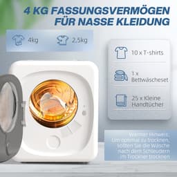 Homcom Laundry Dryer-Staal, Kunststof-48L x 43B x 57H cm-Wit — thumbnail 9