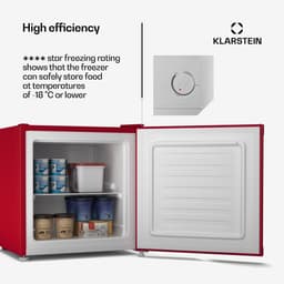 Klarstein Irene retro Mini Vriezer, 31 liter, Flexibel temperatuurbereik -24°C tot 10°C, Energie-efficiëntieklasse C, Stil 38 dB, Compact ontwerp, Mini koel-/vriescombinatie, Rood - Vrieskast Diepvrieskast - 4-Sterren - Freezer — thumbnail 7