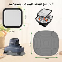 Airfryer accessoires Gescht voor Ninja CRISPi 1x roestvrij staal fijnmazige spatbescherming + 1x siliconen hittebestendige onderlegger voor Ninja heteluchtfriteuse FN101EUGY, FN101EUST en — thumbnail 2