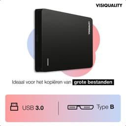 VisiQuality High-Speed Externe Harde Schijf 500 GB - Draagbare Harde Schijf USB 3.0 - Voor Windows & Mac - Xbox & PS4 games - Compact - Zwart — thumbnail 5