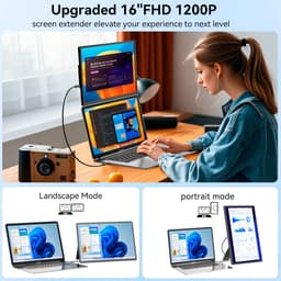 Siaviala N2 16" Portable Monitor | 1920x1200 IPS | 360° Draaibaar & Magnetisch | Ultradun 0.76kg | Plug & Play Type-C | Jouw Mobiele Kantoor | 200% Productiviteit — thumbnail 3