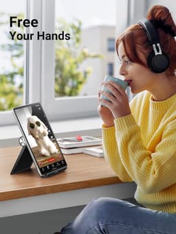 Gigicial Tabletstandaard - Verstelbare hoek - Geschikt voor tablets van 10 inch en kleiner - Antislip en krasbestendig - 1 stuk - Zwart — thumbnail 6