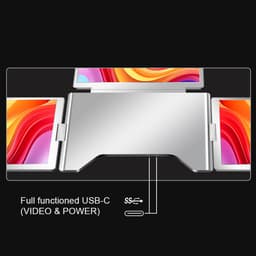 Virello® OneCable 14’’ - Portable Quad Monitor - Inclusief Beschermhoes - Draagbaar Beeldscherm - Draagbare Monitor - Full HD - IPS - Grijs — thumbnail 10
