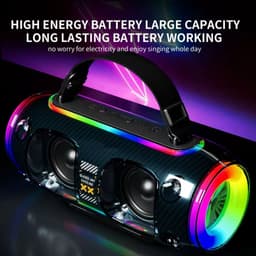 Bluetooth Speaker -Bluetooth Speaker Draadloos -Portable Bluetooth Speaker - Lichteffecten - Muziek Box - AUX - TWS mobiele koppeling-Twee microfoons-Zwart-Party Speaker – Geschikt voor Feest, Camping & Thuis — thumbnail 9