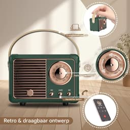 GELLDG Bluetooth-luidspreker - Mini - Draagbaar - Coole retro Bluetooth-luidspreker - Moderne muziekdoos - Geschikt voor kamerdecoratie, kantoordecoratie, woonkamerdecoratie, kinderfeestcadeau - Groen — thumbnail 5