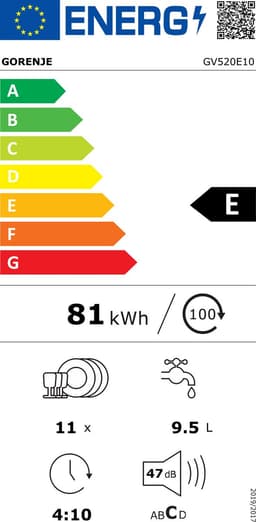 Gorenje GV 520 E 10 EB Volledig ingebouwd 11 couverts — thumbnail 2