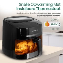 Emerio Airfryer XL 1800W - 7,2 Liter Heteluchtfriteuse - Regelbare thermostaat 40ºC tot 200ºC - 8 Kookprogramma's - AF-129622.1 Zwart — thumbnail 3