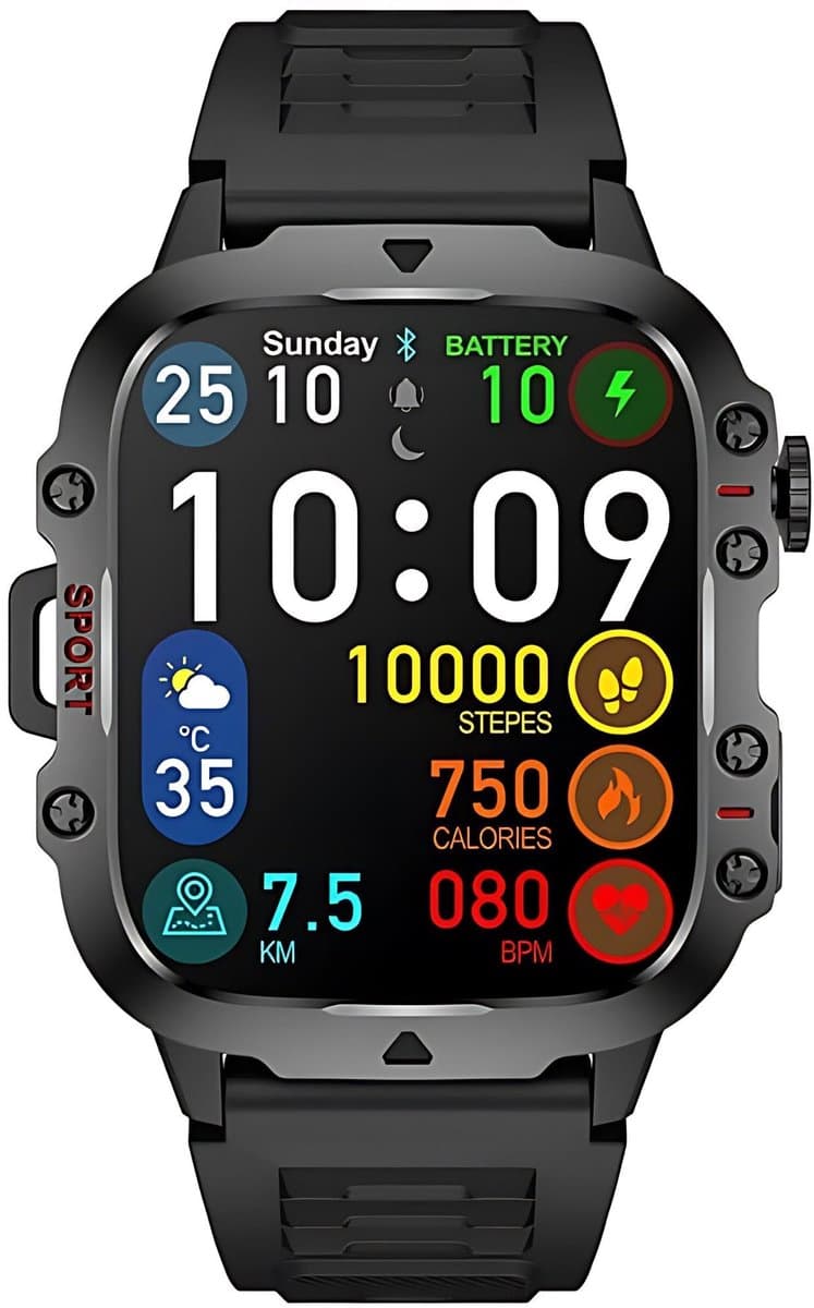 Manike QX11 Smartwatch – 1,96 inch AMOLED Display - Hartslag & Bloeddrukmeting - SpO₂ - Slaaptracking - Multisport - IP68 Waterdicht - 7 Dagen Batterij - Android & iOS Compatibel - Meldingen - Stappenteller - Sporthorloge - Activity Tracker — afbeelding 1