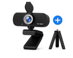 SyncGear Webcam met Microfoon – Full HD 1080p – Inclusief Statief & Cover – Autofocus – Plug & Play USB – Voor Laptop & PC – Streaming Camera – Zoom / Teams / Thuiswerken – Usb Webcam – Computer Camera